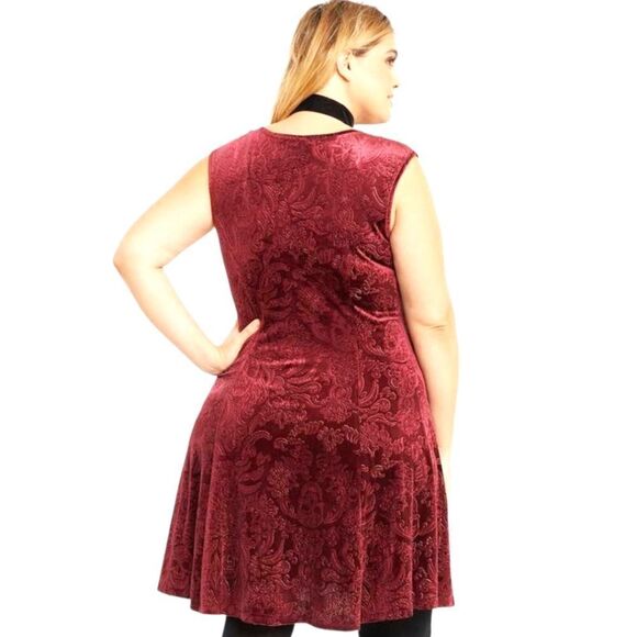 TORRID EMBOSSED Skull Velvet Baroque Sweetheart Neckline WITCHYCORE Dress M/L - Picture 8 of 14